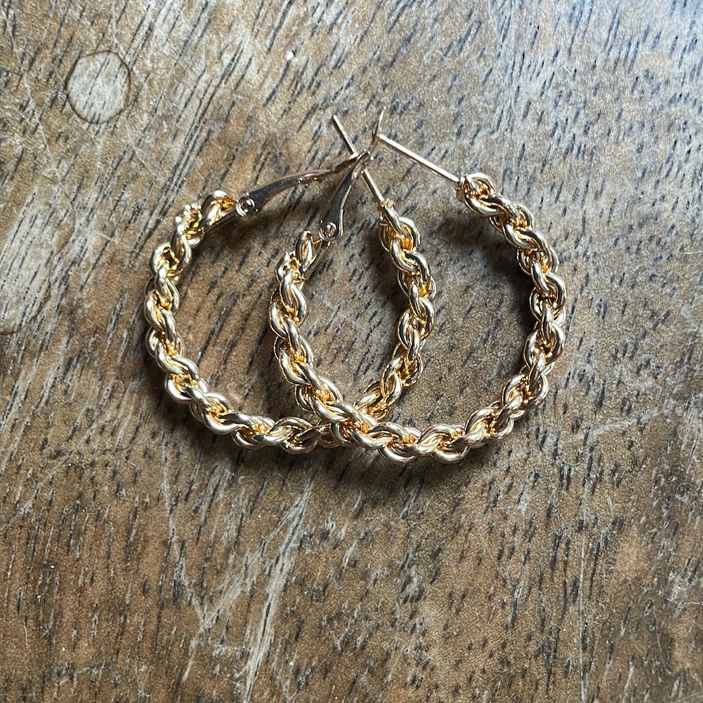 Gold chain hoop earrings